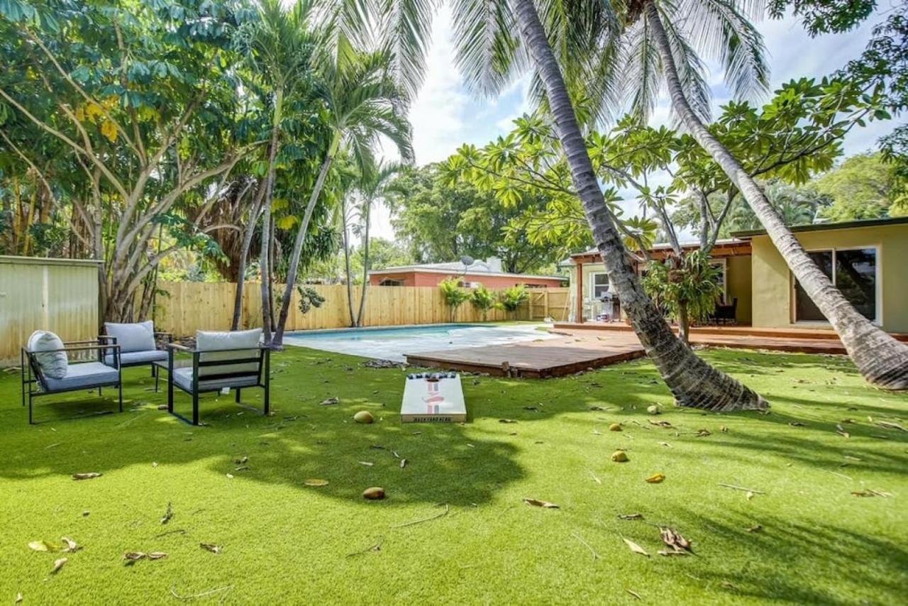 Tranquil Poolside Bliss Pergola Deck Turf Yard