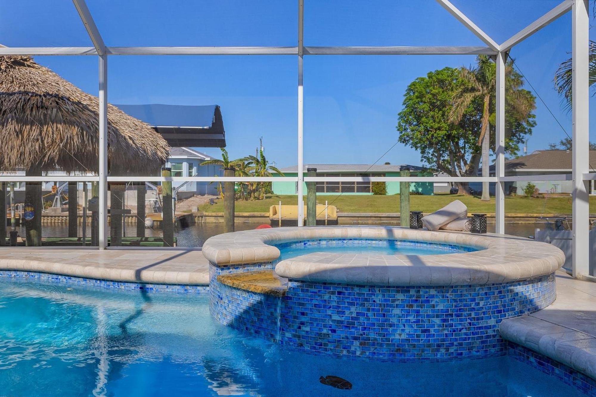 Gulf Access Dock With Tiki Heated Pool Casa Chillotta Roelens Cape Coral