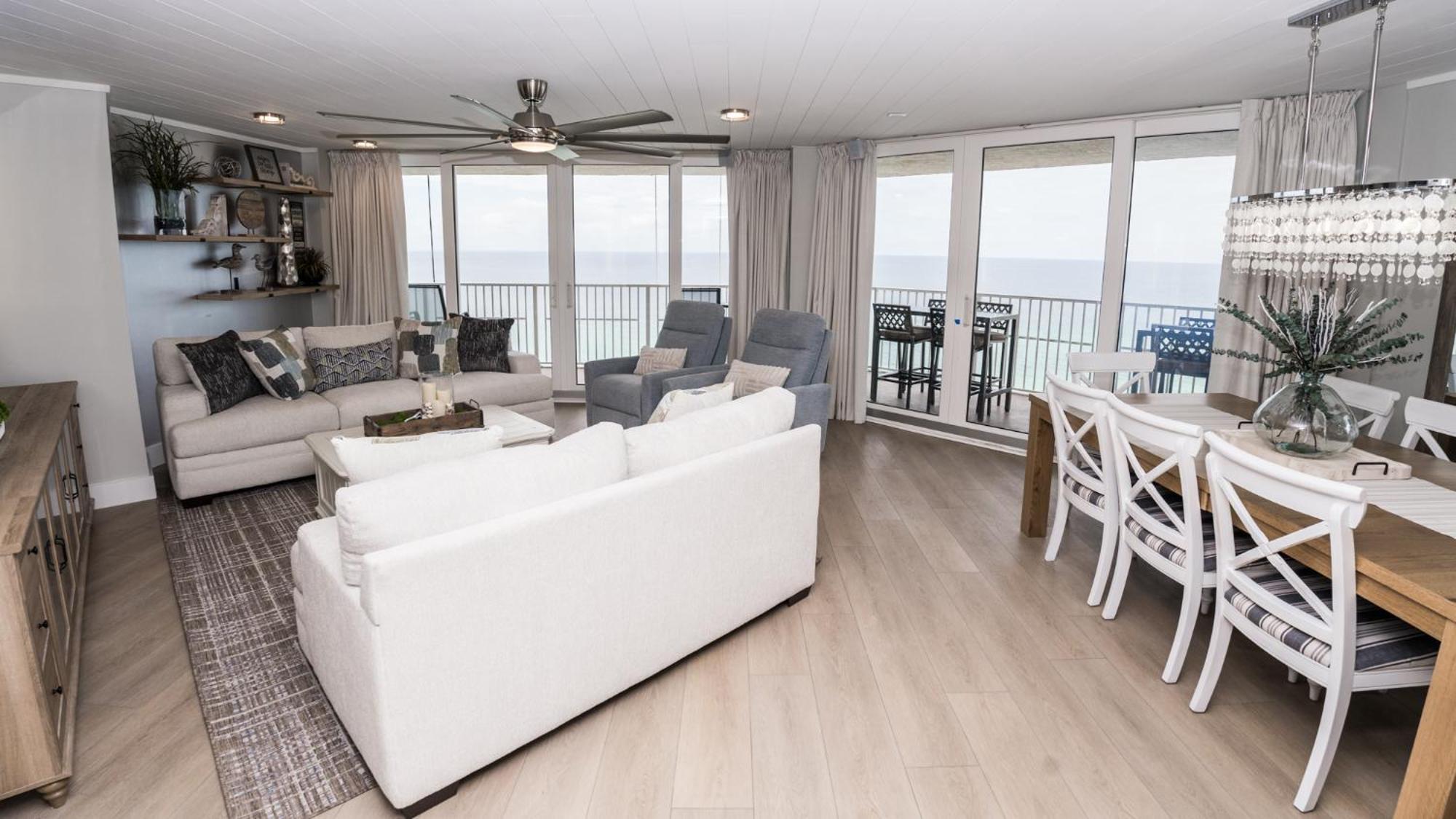 Apartment New - 3br 3ba Corner Beachfront - 2024 Remodel - 3 Pools, Tiki Hut, Gym, Tennis *